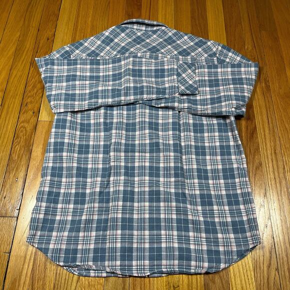 Rails Mens Wyatt Shirt Button Up Long Sleeve Melon Pink Blue Plaid Cotton Large - Picture 3 of 10